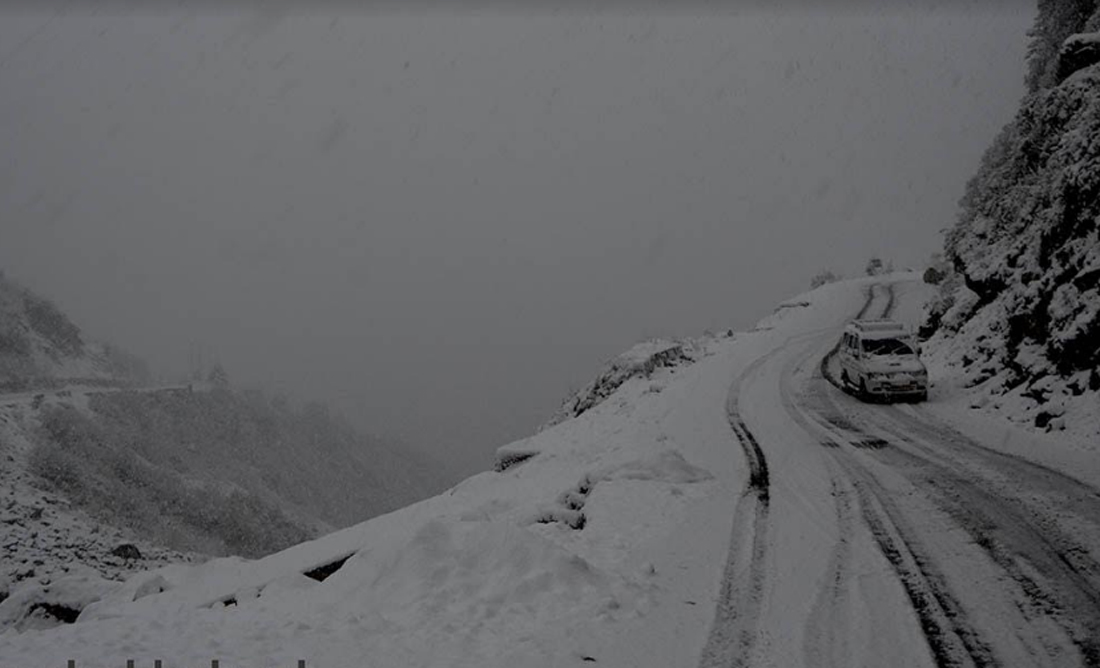 snow covered road to badri